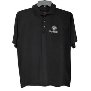 Jagermeister  Golf Polo Shirt Mens Medium Black Embroidered Logo Short Sleeve
